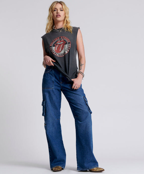 Rosewood Cargo Jackson Mid Waist Wide Leg Jeans | One Teaspoon