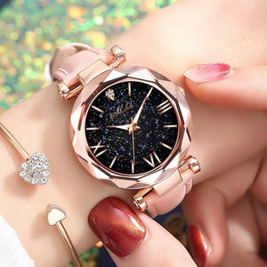 Women Watch Rhinestone Romantic Starry Sky WristWatch Fashion Ladies Leather Watch Clock for Women Relogio Feminino Montre Femme - Spark 