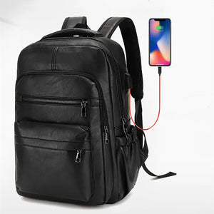 High Quality USB Charging Backpack Men PU Leather Bagpack Large Laptop Backpacks Male Mochilas Schoolbag For Teenagers Boys - Spark 