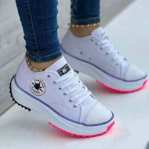 2023 New Women Pattern Canvas Sneakers Women Casual Shoes Women Sneakers Shoes Flat Lace-Up Zapatillas Mujer Chaussure Femme - Spark 