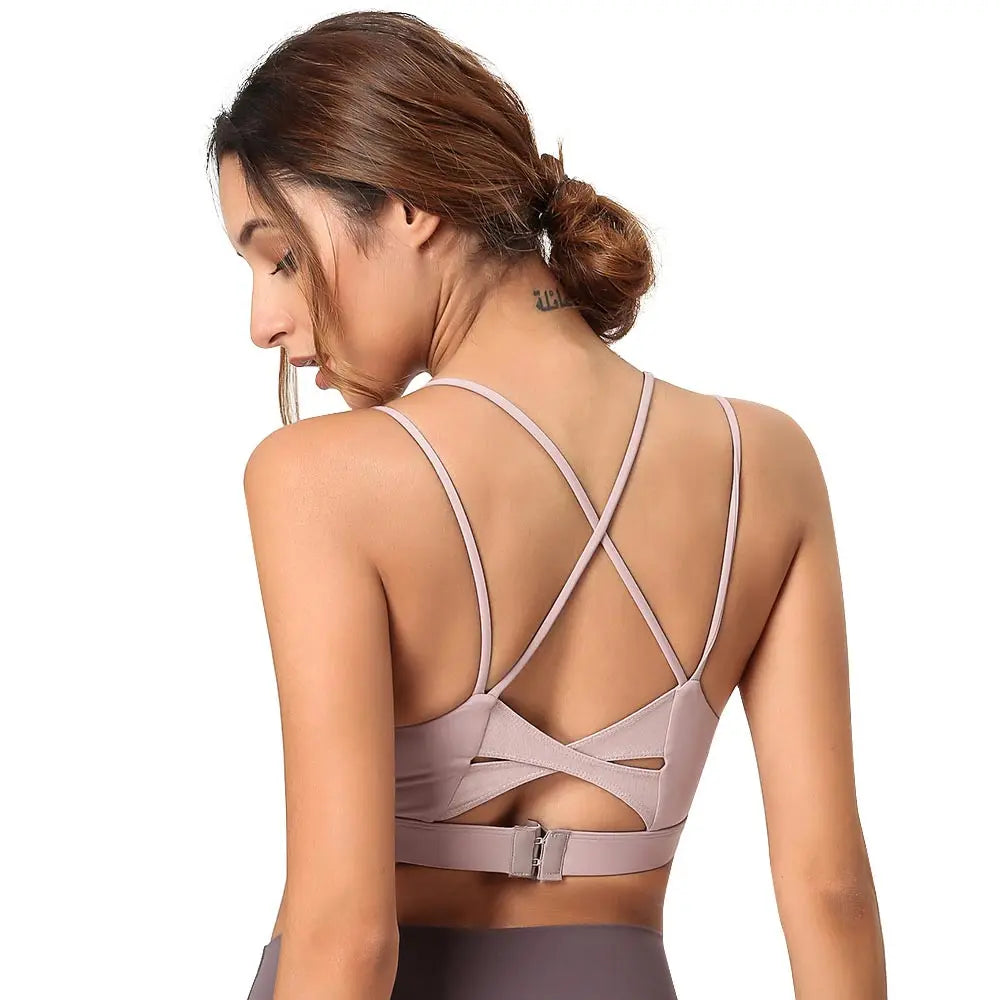 Sports Bra Plus Size Woman Fitness Bra Top Female Nylon Cross Straps Back Adjust - Picture 13 of 13
