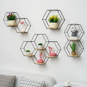 Floating Hexagon Wall Shelf - RD Home & Beyond - Hexagonal Shelf