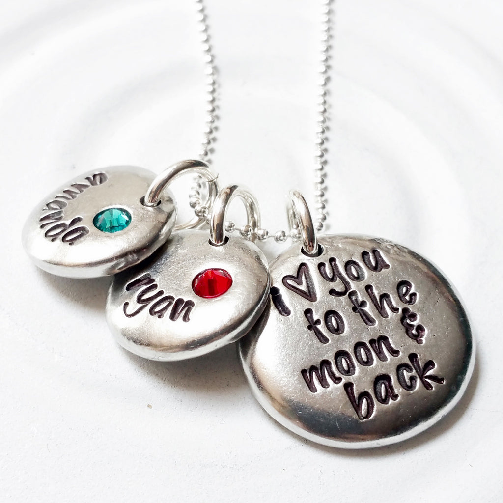 I Love You To The Moon Back Birthstone Name Necklace Lark Juniper