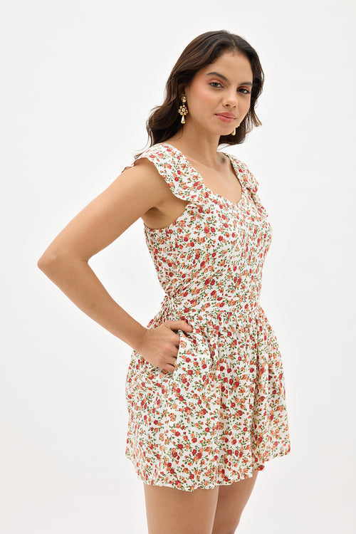 Picture of Alfiya|Floral Playsuit With Pockets