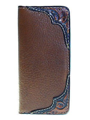 USA Made Rodeo Bison Leather Brown Tooled Western Wallets