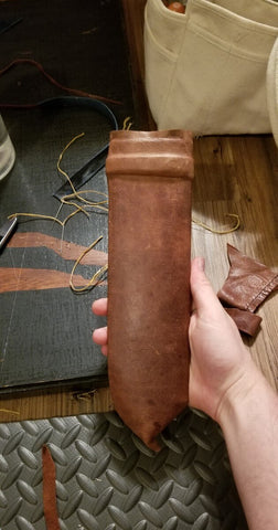 Front of leather bound sheath