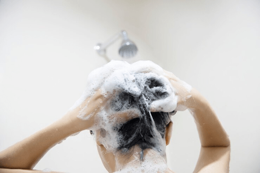 a lady washing Hair