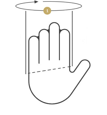 Hand measurement chart to determine the size of the mitten - Vintage Leder