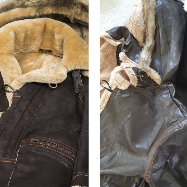 Original vs fake leather jacket comparison