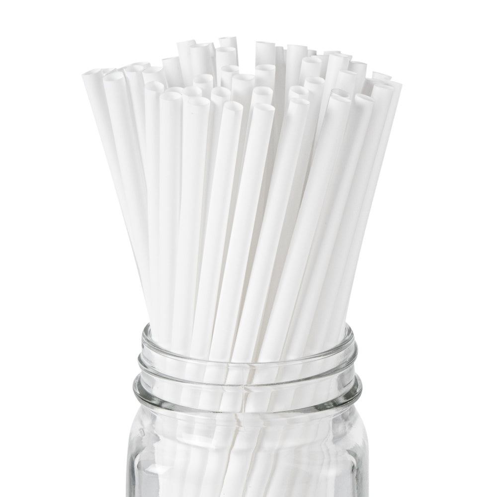 Basic Nature White PLA Plastic / PBAT Plastic Straw - Wrapped