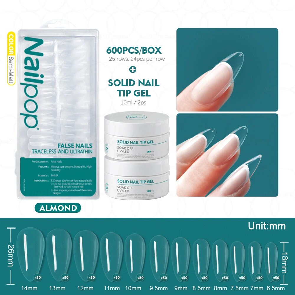Kit Pose Américaine - Faux Ongles Naturels - 600 Capsules, 12 Tailles