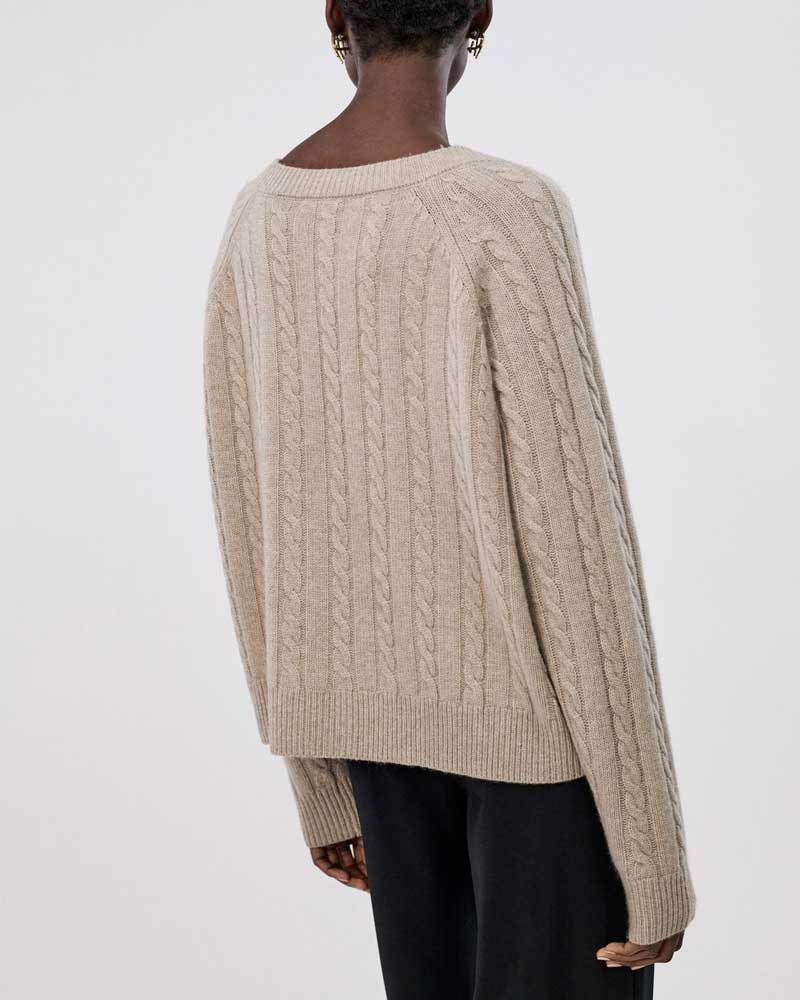 Cropped Cable Knit Cardigan
