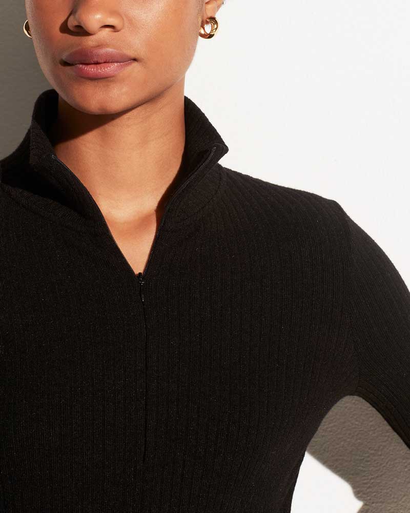 Ribbed Half Zip Turtleneck