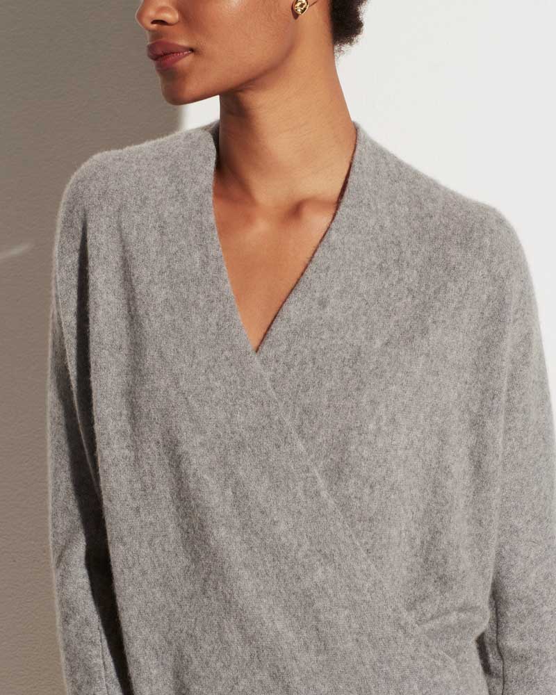 Wrap Front Pullover in Grey