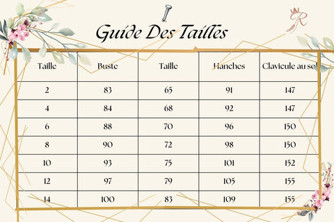 tableau des tailles