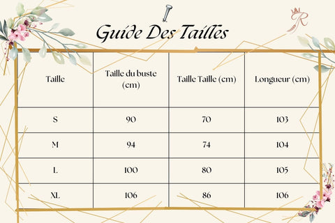 tableau des tailles