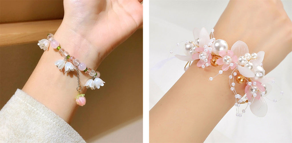 bracelets fleuries avec perles