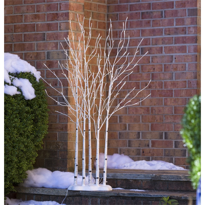 Indoor/Outdoor LED Birch Lighted Tree Fence