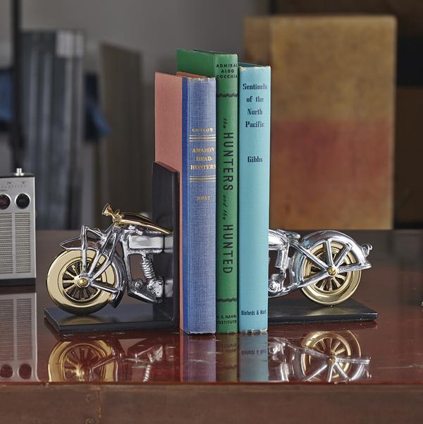 MOTORCYCLE BOOKENDS ALUMINUM