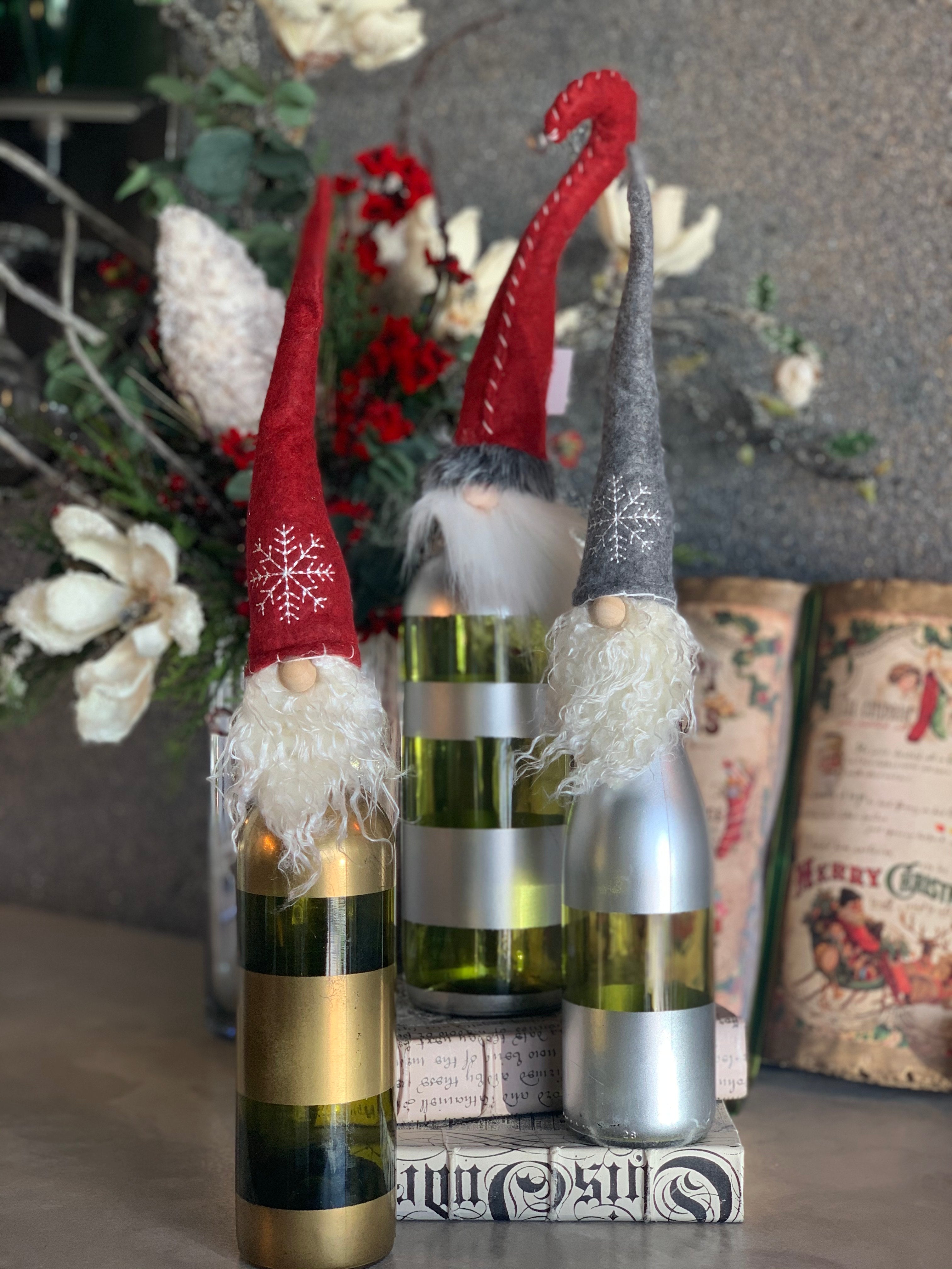 SET OF 3 RED AND GRAY BOTTLE TOPPERS