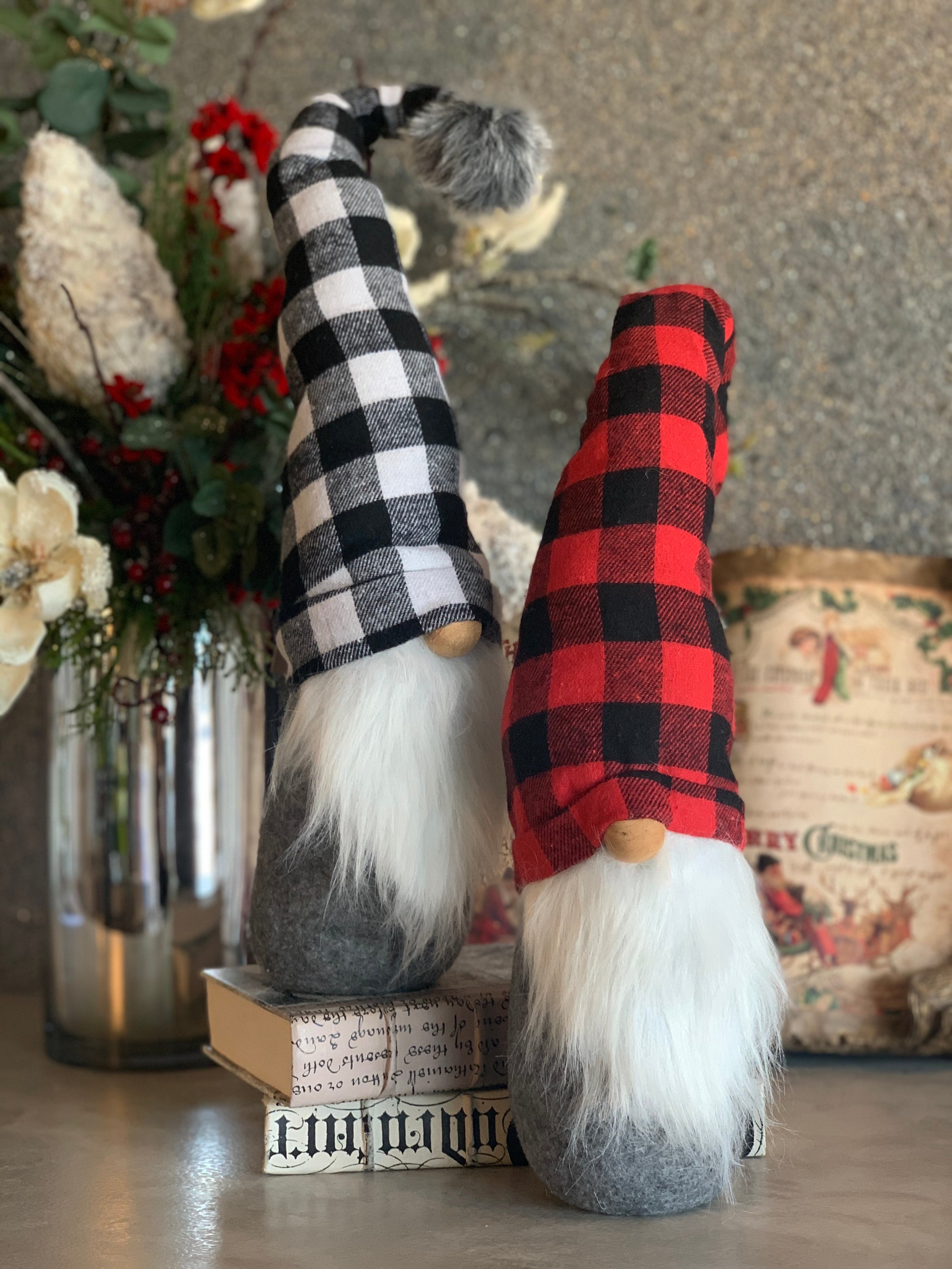 SET OF 2 BUFFALO PLAID GNOMES