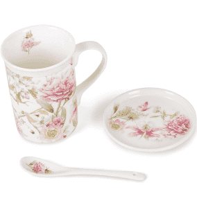 Copy of Delton Porcelain 15-Peice Tea Set in White Basket, Dainty