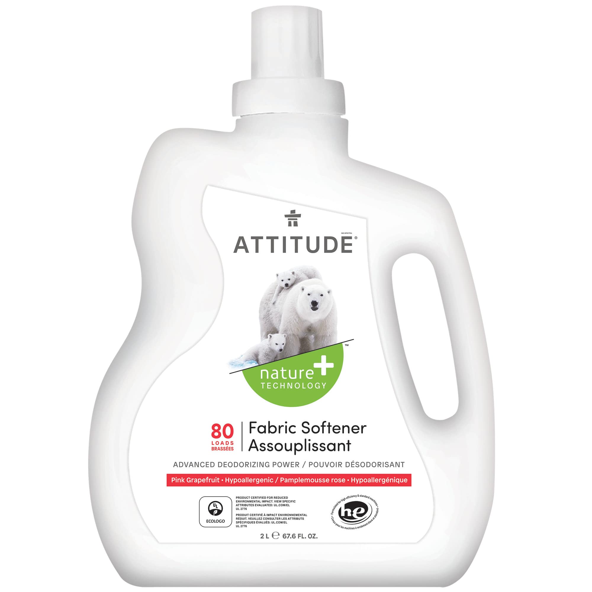 ATTITUDE 12186 Nature+ Fabric Softener Pink Grapefruit _en?_main? Pink Grapefruit / 80 loads