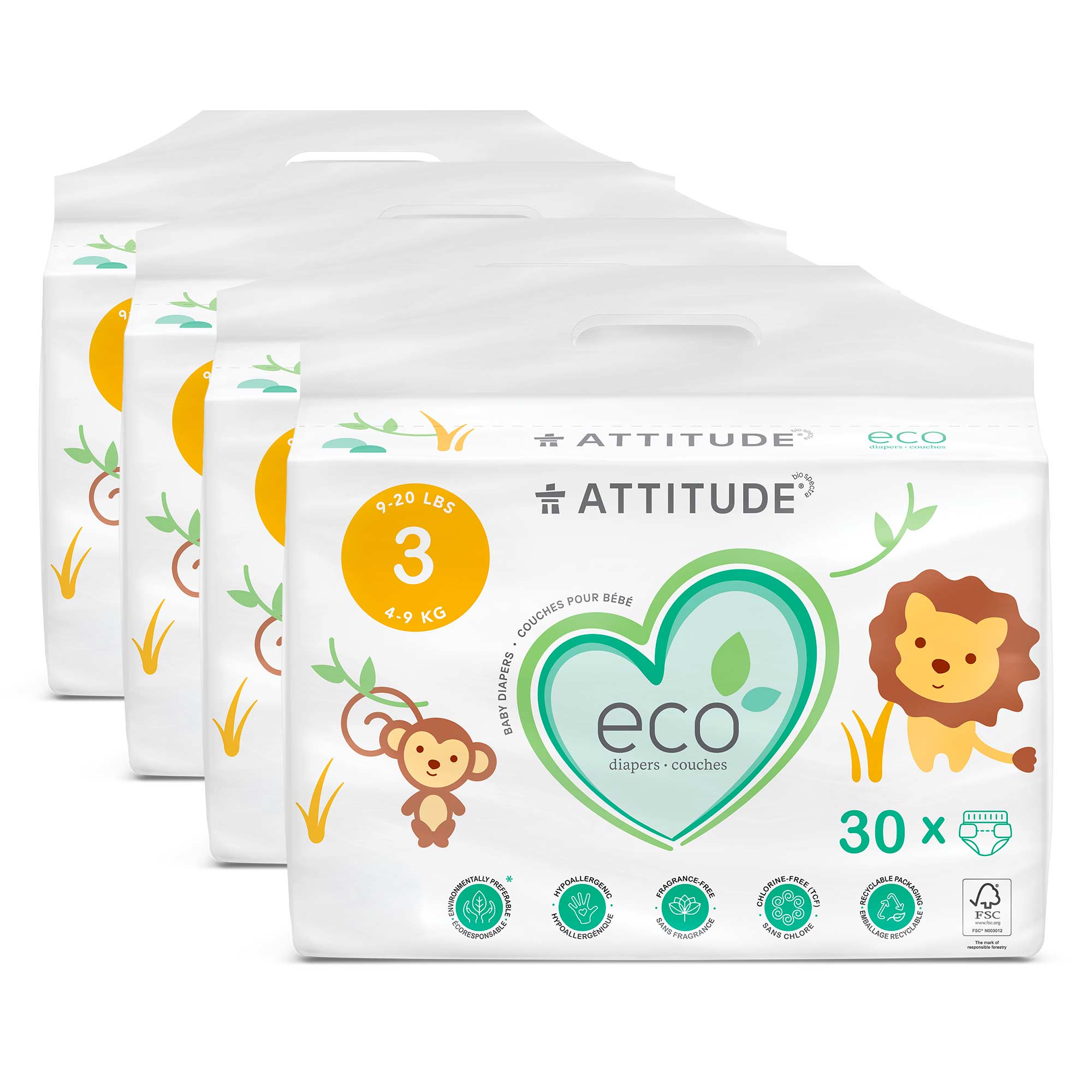 ATTITUDE Eco-friendly Biodegradable Diapers (size 3) - & Disposable BDL_4_16230_en?_main? Size 3 (Weight 9-20 lbs) / 4 units (5% discount)