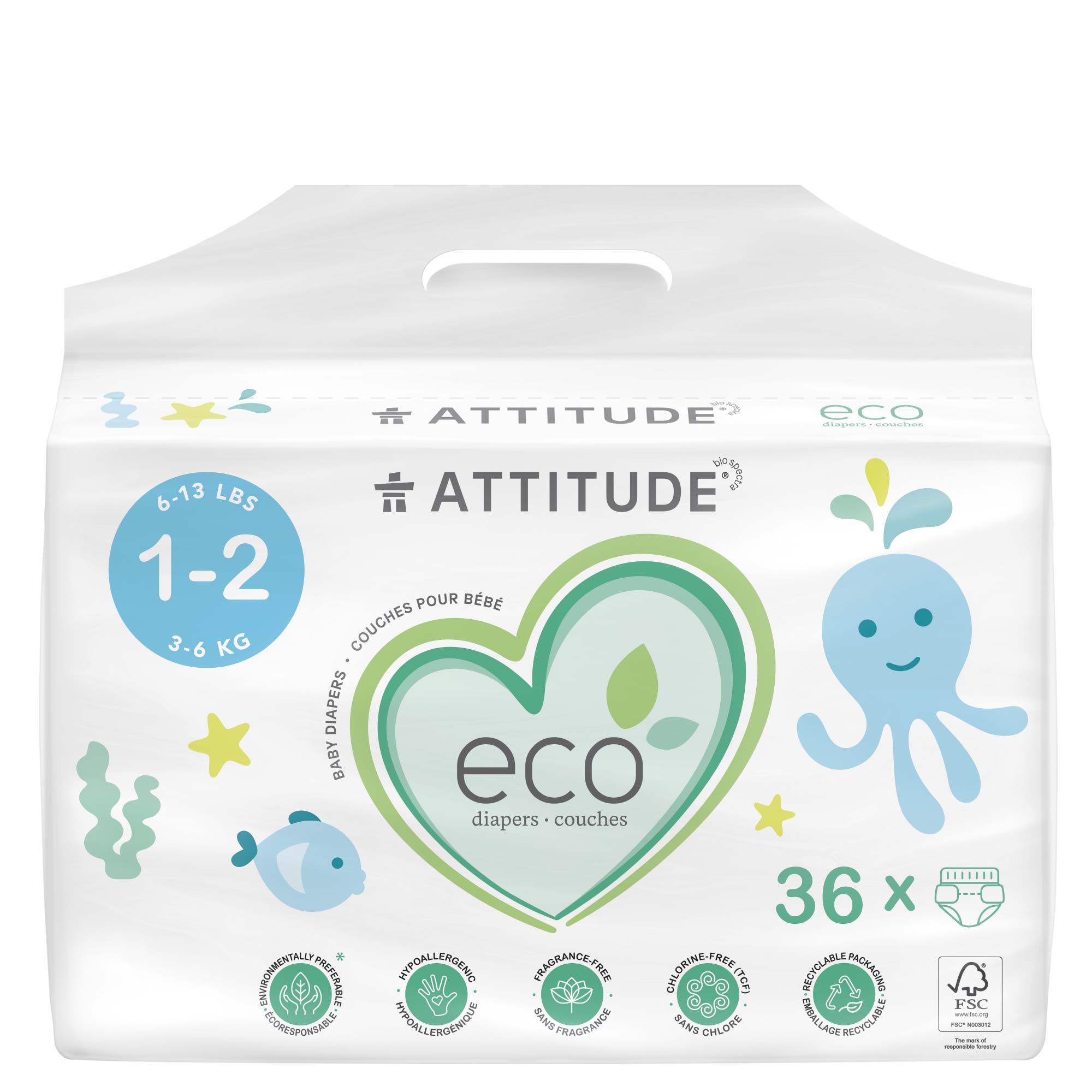 ATTITUDE Eco-friendly Biodegradable Diapers (size 1-2) - & Disposable _en?_main? Size 1-2 (Weight 6-13 lbs) 1 unit