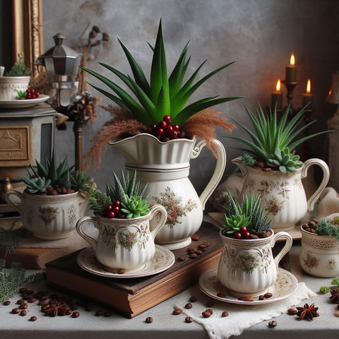 Kaffeekannen und Teekannen als Pflanzgefäße Grüne Oasen für Ihr Zuhause