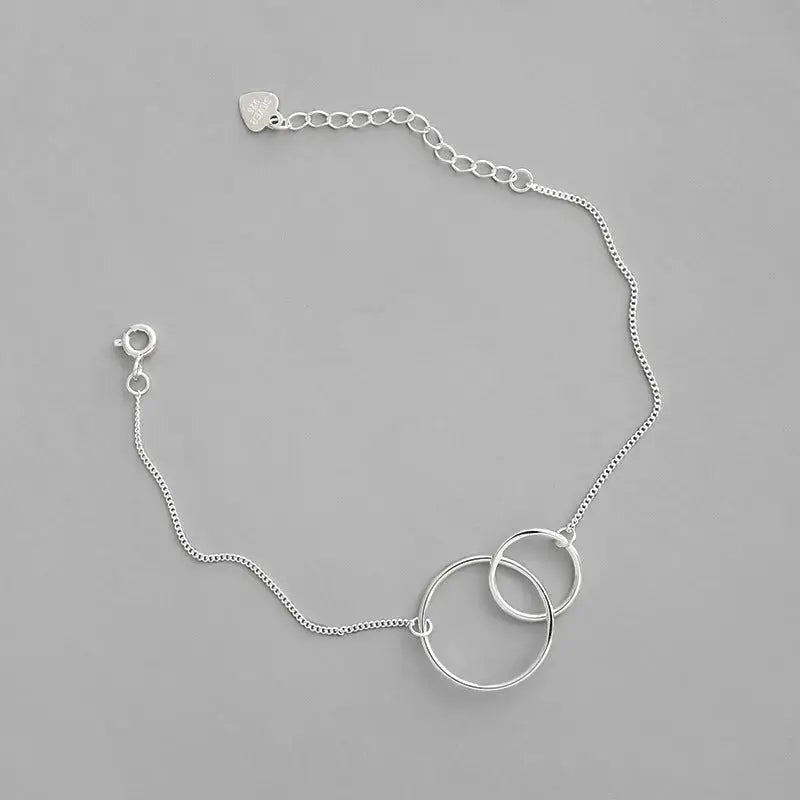 LOVCIA Simple Mother Child Loops 925 Sterling Silver Bracelet