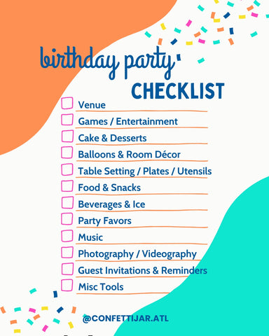 Kids Birthday Party Atlanta Checklist