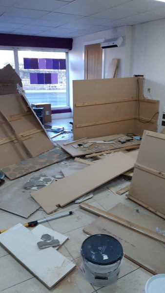 Photo of the interior of The Yorkshire Witch shop while it was being renovated