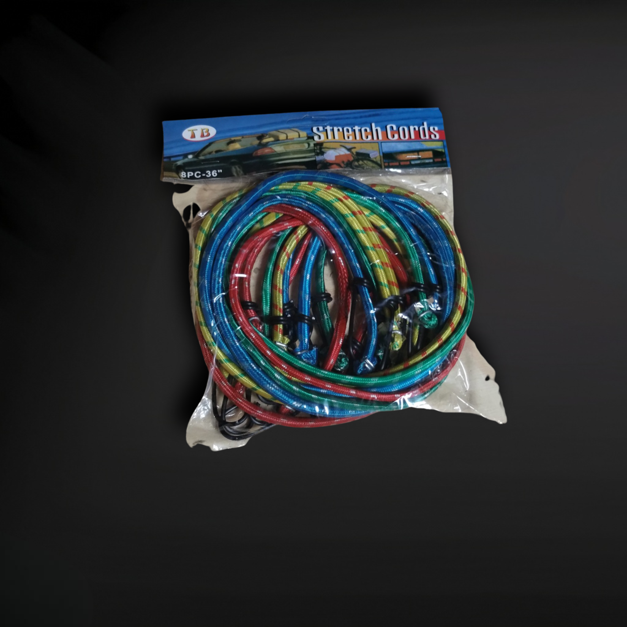 8-Piece 36-Inch Assorted Color Bungee Stretch Cord Set