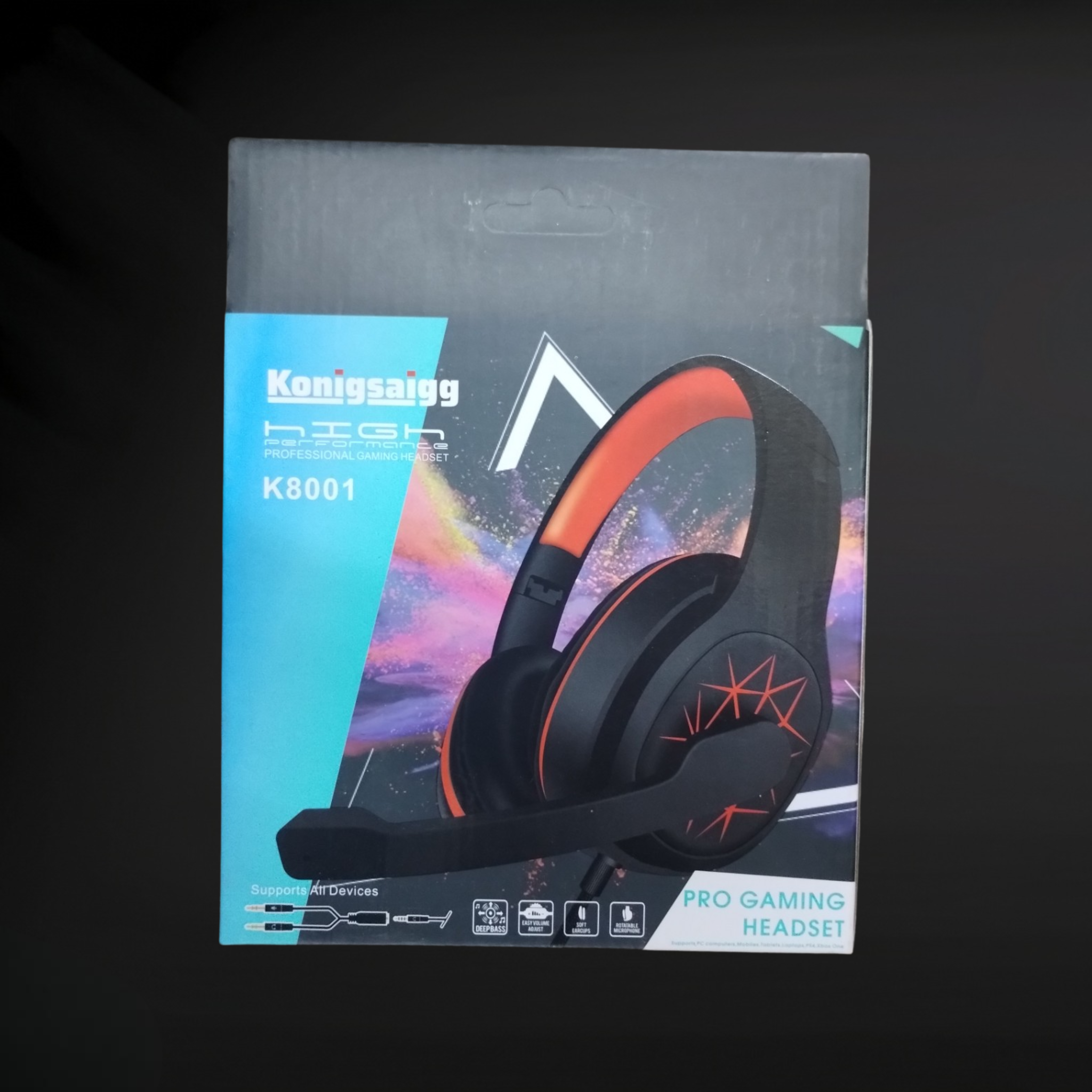 Konigsaigg Gaming Headset with Mic - Red and Blue