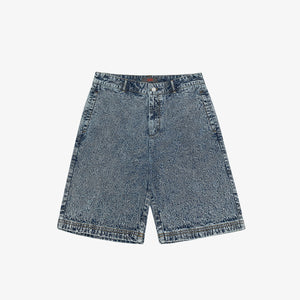 WAVE EMBROIDERED DENIM SHORT