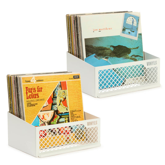 Victrola Caja de madera – Soporte para álbum de mesa y organizador para  todos los registros, capacidad para más de 50 vinilos, acabado de madera