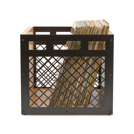 EGMEHOAD Soporte de almacenamiento de discos de vinilo, soporte para discos  Lp negro, almacenamiento de álbum de metal para discos de vinilo