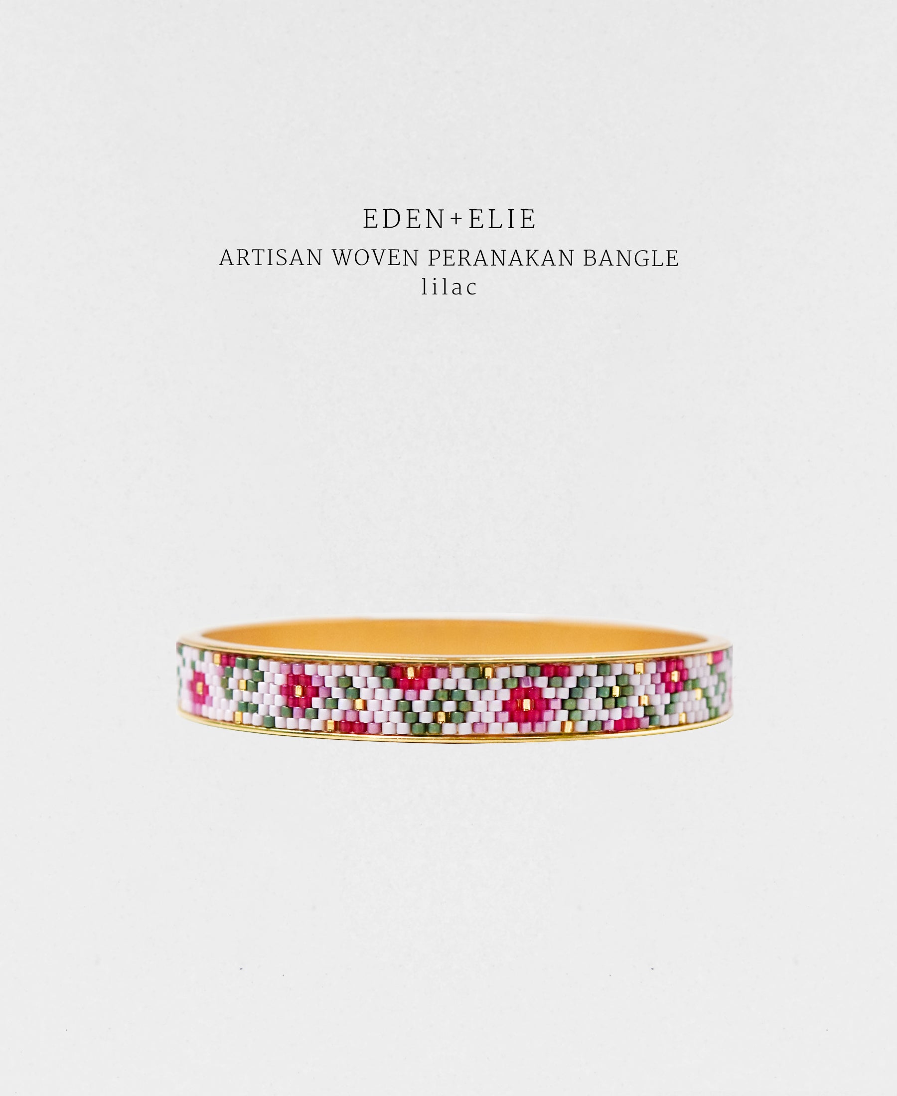 EDEN + ELIE Modern Peranakan gold narrow bangle - vermilion