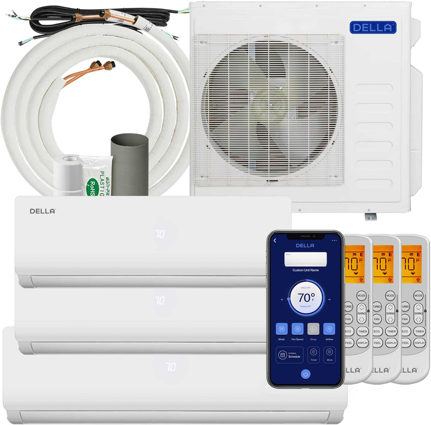 Vario Series 36000 BTU Tri-Zone Mini Split AC (9K+12K+18K) – Up to 1950 Sq.Ft.