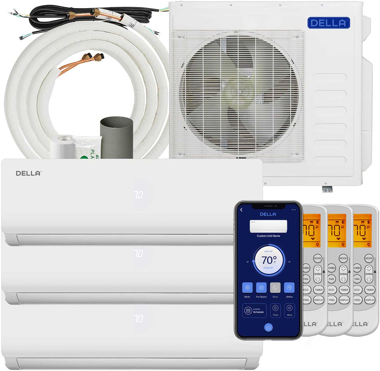 DELLA Vario Series 36000 BTU Tri Zone Mini Split AC