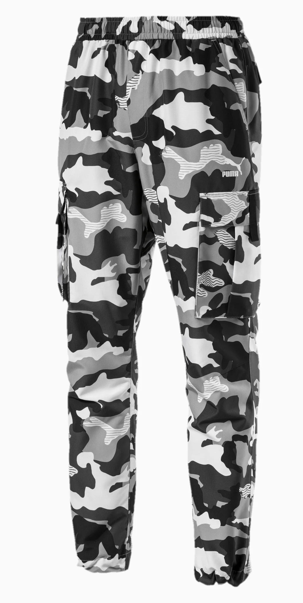 puma tapered joggers in grey camo