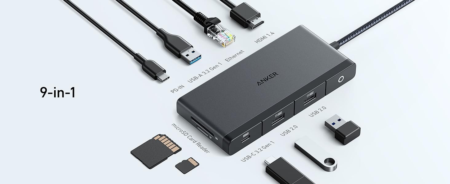 PowerExpand 552 Hab USB-C 9-dalam-1, 4K HDMI 100W Penyesuai Penghantaran Kuasa A8373