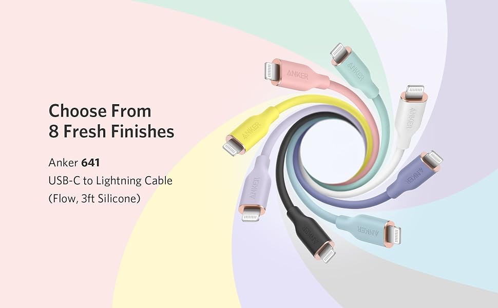 641 PowerLine III Flow USB-C to Lightning Cable 3ft/0.9m 100W Cable A8662