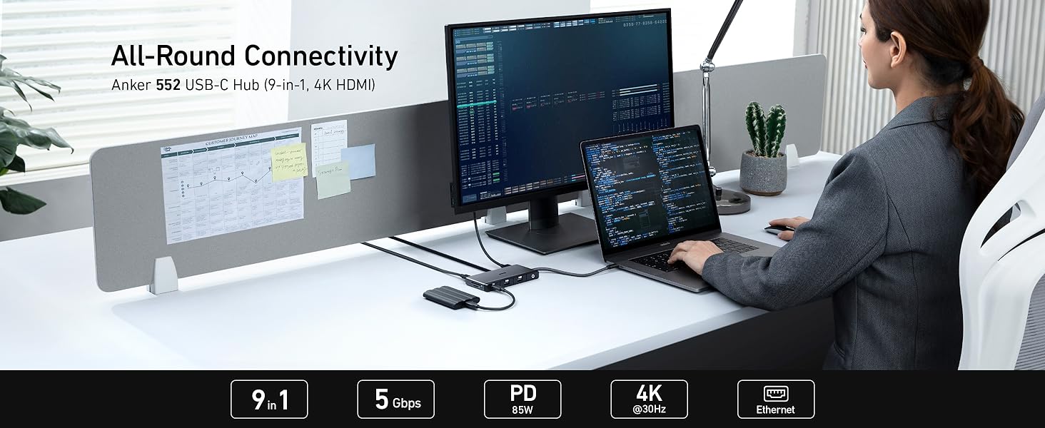 PowerExpand 552 USB-C Hub 9-in-1, 4K HDMI 100W Power Delivery Adapter A8373 All Around Connectivity