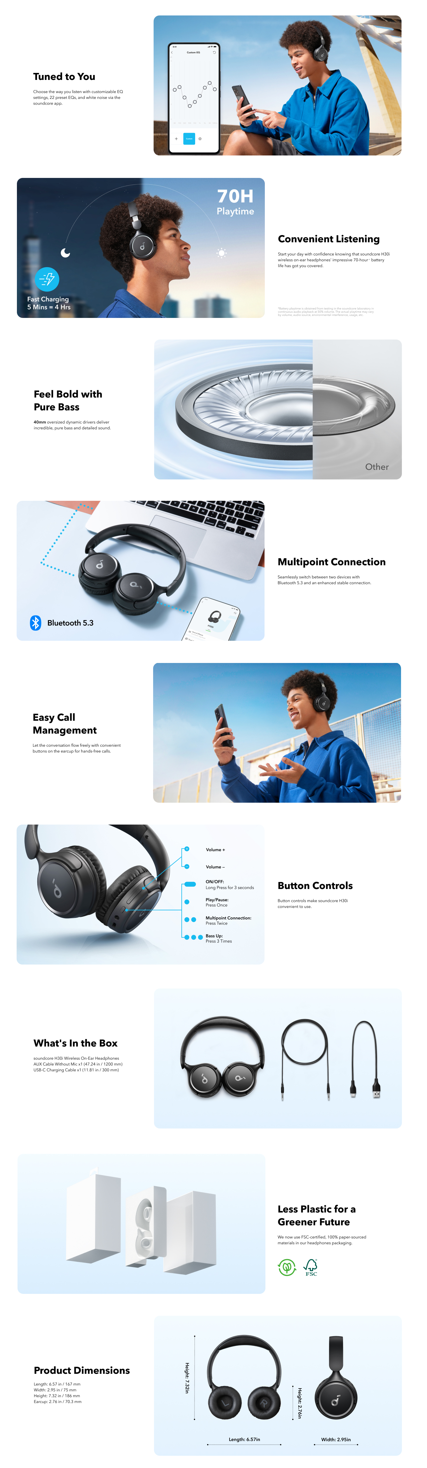 Soundcore H30i On-Ear Bluetooth headphones A3012 Catalog
