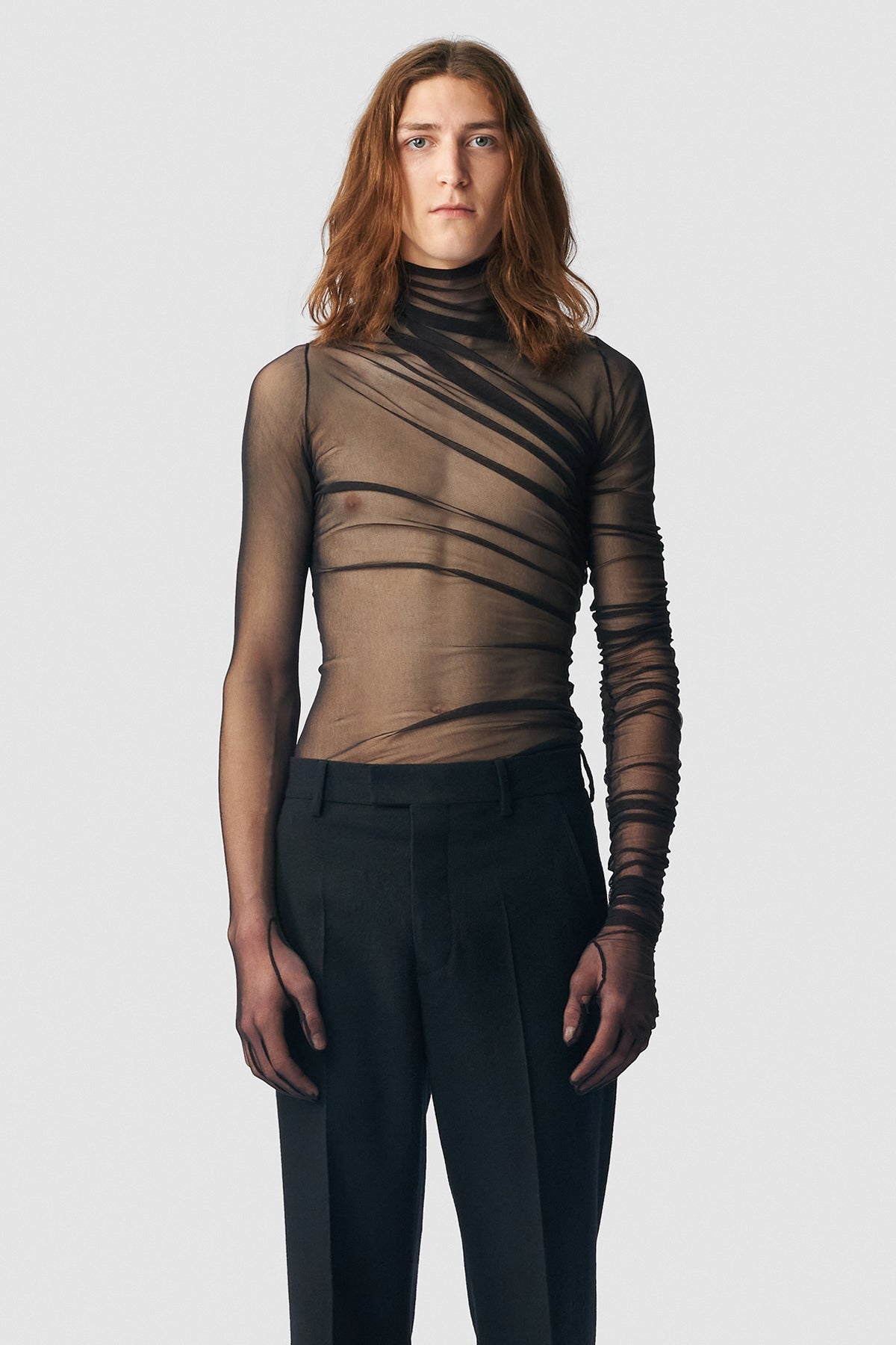 Xenia Draped T-Shirt With Gloved Long Sleeves – Ann Demeulemeester