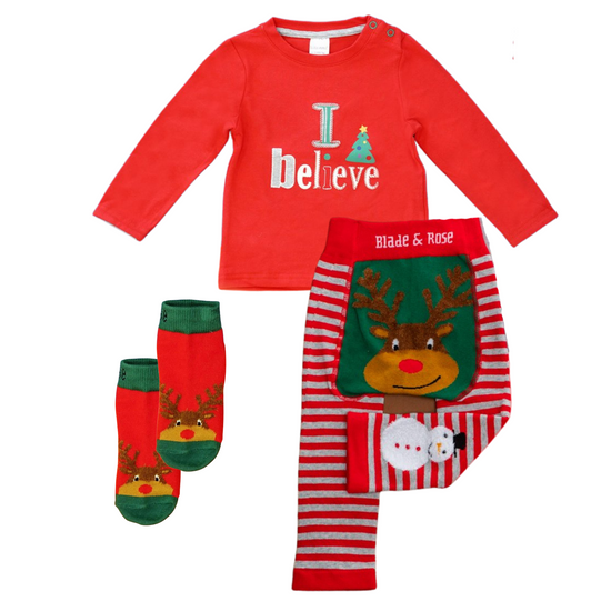 Gymboree Toddler Holiday Reindeer Applique Shirt & Pants Pajama