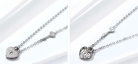 Heart Lock & Key Necklace-AstersJewelry