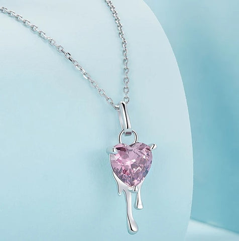 Pink Heart Necklace -AstersJewelry